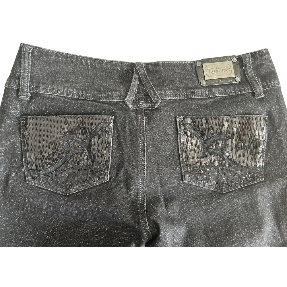 Vtg Y2k Rocawear Jeans Black Sequined Sz 13 Glam JayZ Urban Streetwear HipHop